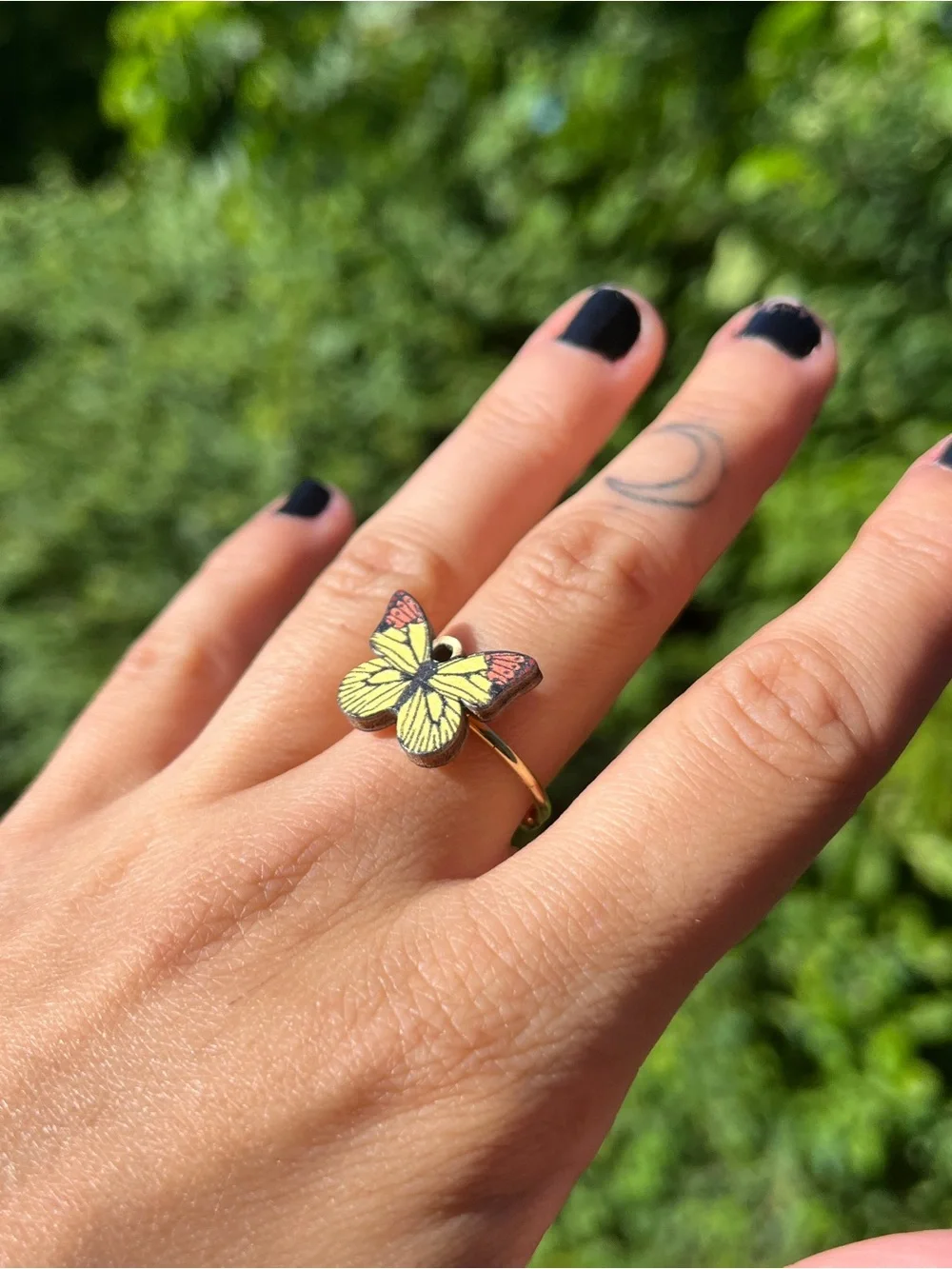Yellow Butterfly Adjustable Ring - Women Jewelry
